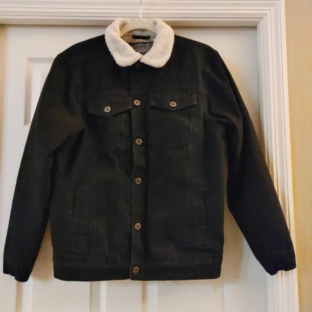 Brooklyn Cloth Co. Black Sherpa lined denim jacket